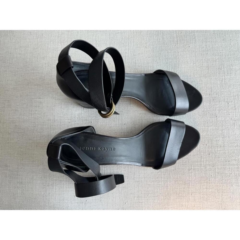 JENNI KAYNE - Black Leather Strap Block Heels Sandals - Size 39 EU 9 US - Picture 4 of 9